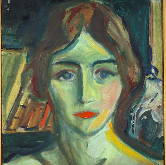 L'illustration est tableau de Edvard Munch. Il s'agit d'un portrait de femme vu de face. Son visage mélancolique est en gros plan. Un accent particulier est mis sur sa bouche triste par un rouge à lèvres contrasté par rapport à la peau.